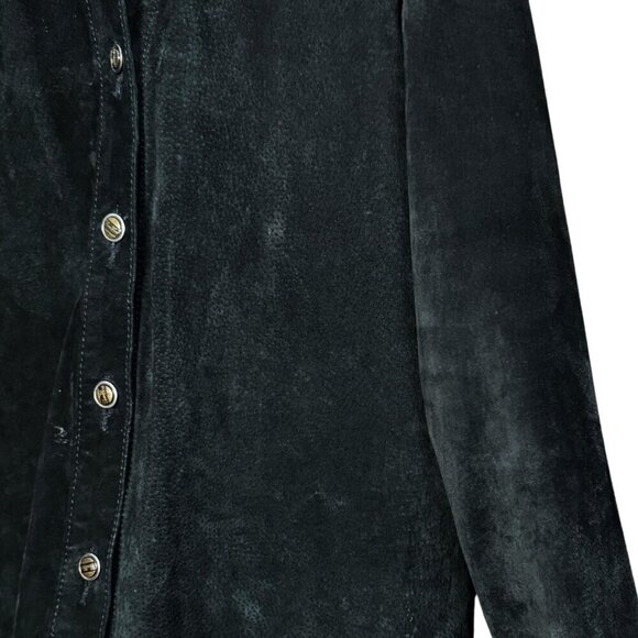 Vintage Black Suede Leather Jacket Women’s Suede Shacket 90s Minimalist Western - Picture 2 of 6